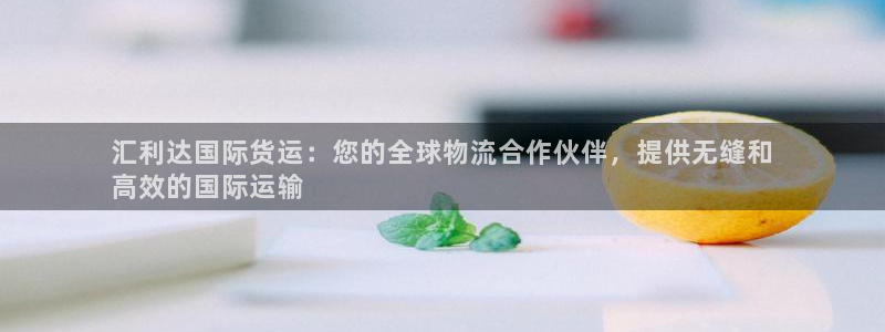 尊龙凯时平台不给出款怎么办：汇利达国际货运：您的全球物流